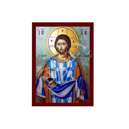 Jesus Christ icon, Handmade Greek Orthodox icon Savior of Orthodoxy, Byzantine art wall hanging on wood plaque, religious home decor - TheHolyArt