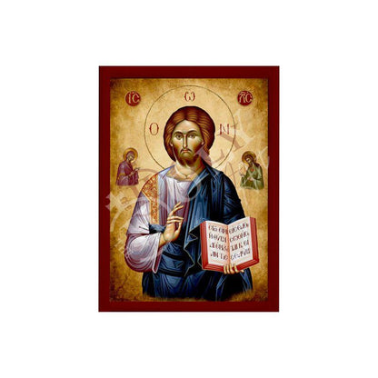 Jesus Christ icon, Handmade Greek Orthodox icon of our Lord, Byzantine religious wood plaque - TheHolyArt