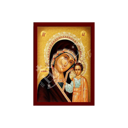Virgin Mary icon Panagia of Kazan, Handmade Greek Orthodox Icon, Mother of God Byzantine art, Theotokos wall hanging wood plaque - TheHolyArt