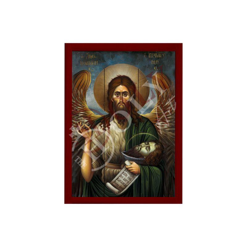 Saint John icon, Handmade Greek Orthodox icon of St John Baptist, Byzantine art wall hanging of the Forerunner wood plaque, religious decor TheHolyArt