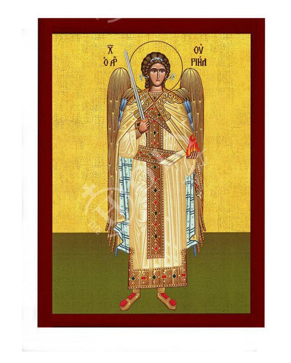 Archangel Uriel icon, Handmade Greek Orthodox icon of St Uriel, Byzantine art wall hanging on wood plaque religious icon, religious gift - TheHolyArt