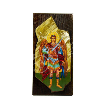 Archangel Michael icon, Handmade Greek Orthodox icon of St Michael, Byzantine art wall hanging on wood plaque icon, religious decor - TheHolyArt