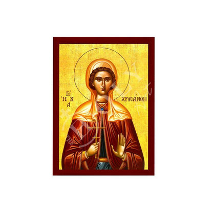 Saint Crysanthe icon, Handmade Christian Greek Orthodox icon of St Crysanthe, Byzantine art wall hanging icon on wood plaque, religious gift - TheHolyArt