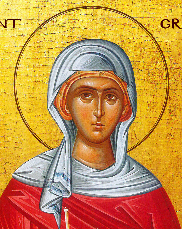 Saint Grace icon, Handmade Greek Orthodox Catholic icon of St Grace the Martyr Byzantine art wall hanging icon on wood plaque decor gift TheHolyArt