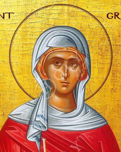Saint Grace icon, Handmade Greek Orthodox Catholic icon of St Grace the Martyr Byzantine art wall hanging icon on wood plaque decor gift - TheHolyArt