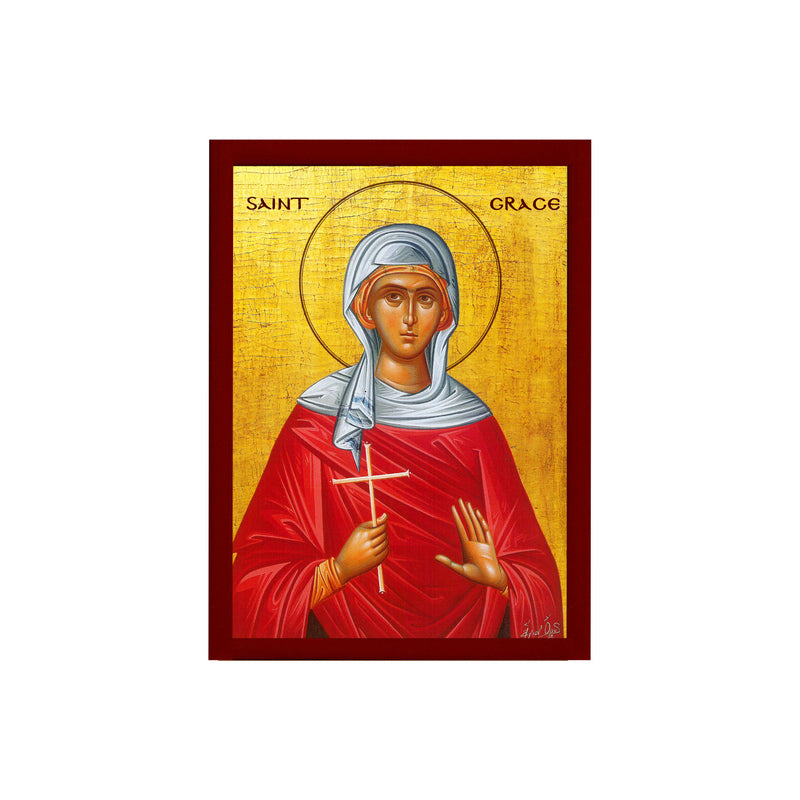 Saint Grace icon, Handmade Greek Orthodox Catholic icon of St Grace the Martyr Byzantine art wall hanging icon on wood plaque decor gift TheHolyArt