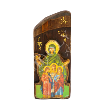 Saint Sophia icon, Orthodox icon St Sofia the Martyr, Greek Handmade Byzantine art wall hanging of Hagia Sophia wood plaque, religious decor - TheHolyArt