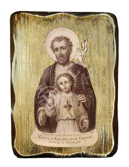 Saint Joseph icon, Handmade Greek Orthodox icon of St Joseph the betrothed , Byzantine art wall hanging on wood plaque, religious home decor - TheHolyArt