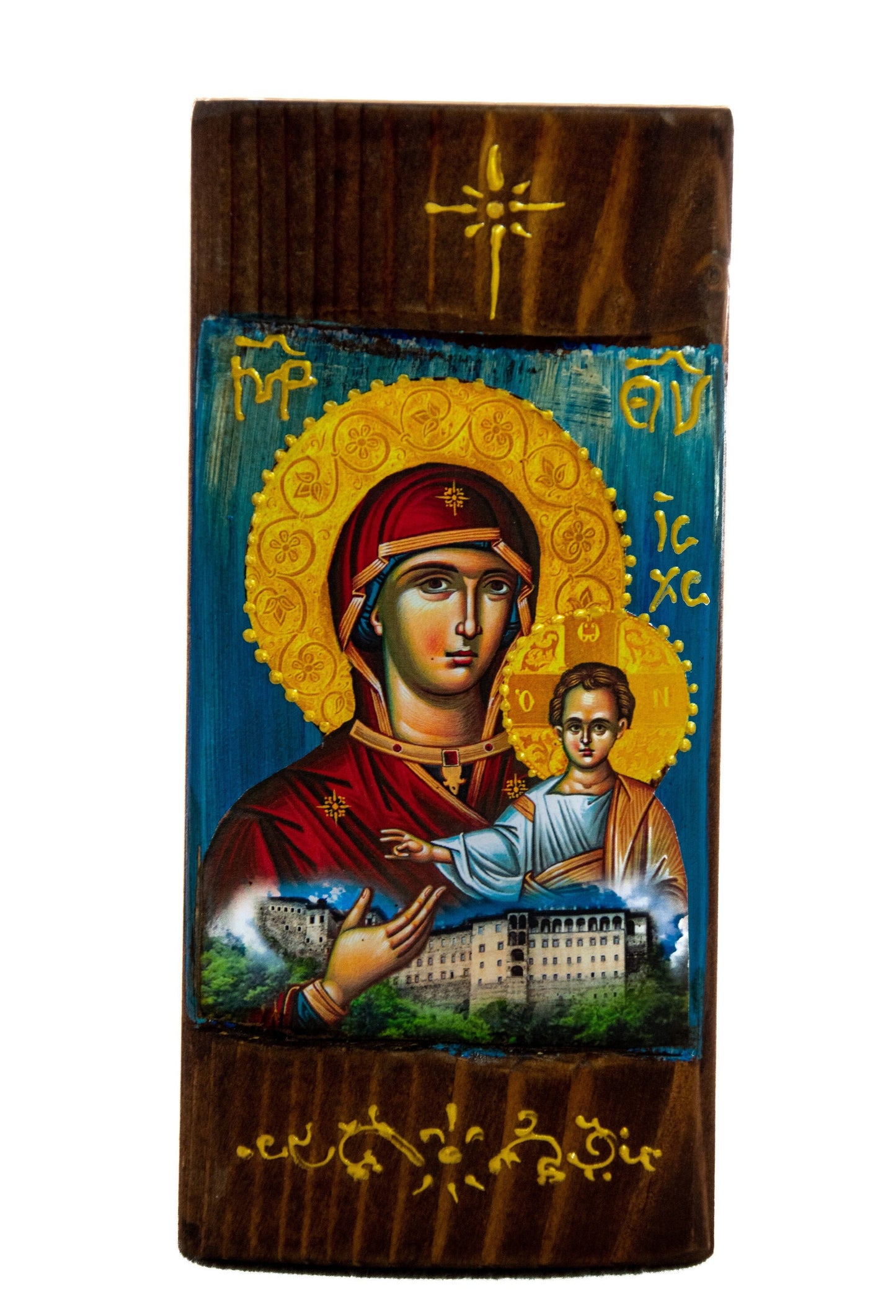 Virgin Mary icon Panagia Sumela, Handmade Greek Orthodox Icon, Mother of God Byzantine art wall hanging, Theotokos icon wood plaque TheHolyArt