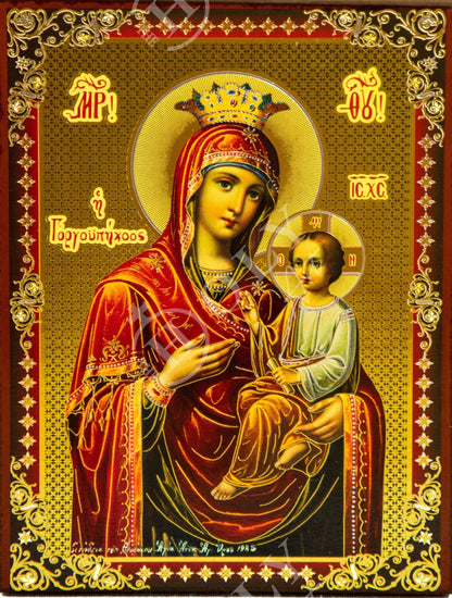 Virgin Mary icon Panagia, Handmade Greek Orthodox Icon, Mother of God Byzantine art wall hanging, Theotokos religious wood plaque - TheHolyArt