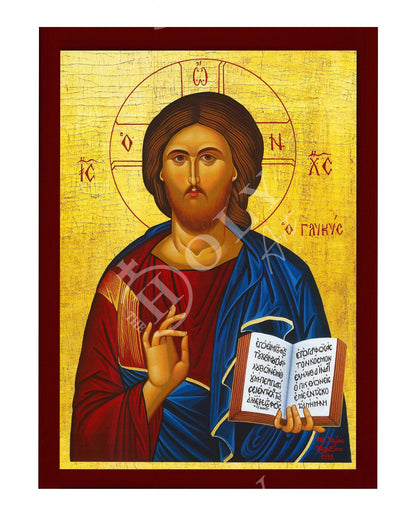 Jesus Christ icon Glykys, Handmade Greek Orthodox icon of our Lord, Byzantine art wall hanging on wood plaque, religious icon home decor - TheHolyArt