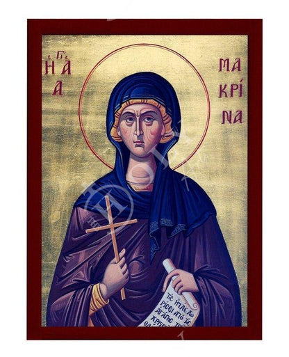 Saint Macrina icon, Handmade Greek Orthodox icon of St Macrina the younger, Byzantine art wall hanging icon wood plaque, religious decor - TheHolyArt