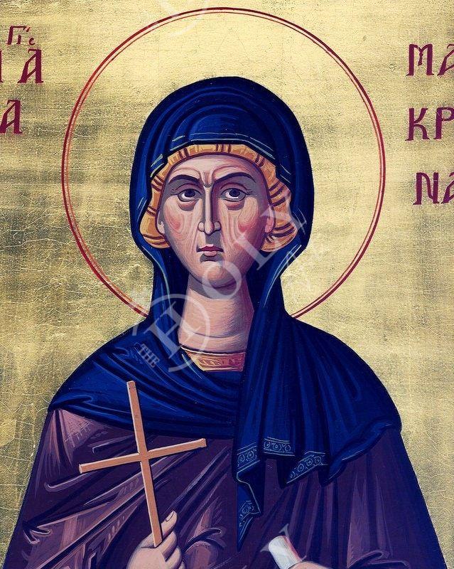 Saint Macrina icon, Handmade Greek Orthodox icon of St Macrina the younger, Byzantine art wall hanging icon wood plaque, religious decor TheHolyArt