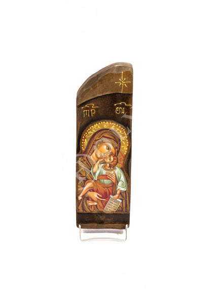Virgin Mary icon Panagia Eleousa, Handmade Greek Orthodox Icon, Mother of God Byzantine art wall hanging, Theotokos wood plaque - TheHolyArt