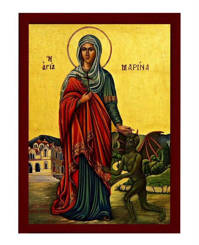 Saint Marina icon, Handmade Greek Orthodox icon of St Marina of Antioc-TheHolyArt