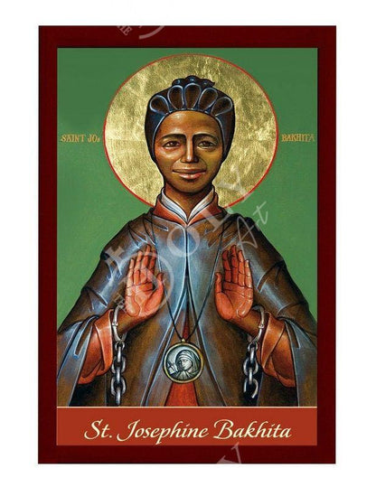 Saint Josephine icon, Handmade Greek Orthodox icon of St Josephine Margaret Bakhita, Byzantine art wall hanging wood plaque, religious gift - TheHolyArt