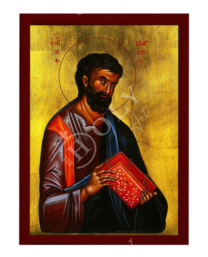 Saint Mark the Apostle icon, Handmade Greek Orthodox icon of Apostle Evangelist Mark, Byzantine art wall hanging of St Mark on wood plaque - TheHolyArt