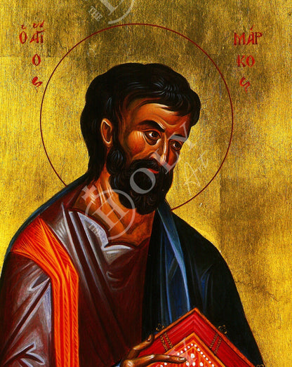 Saint Mark the Apostle icon, Handmade Greek Orthodox icon of Apostle Evangelist Mark, Byzantine art wall hanging of St Mark on wood plaque - TheHolyArt