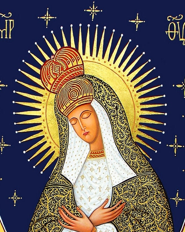 Virgin Mary icon Panagia of Stars, Handmade Greek Orthodox Icon, Mother of God Byzantine art, Theotokos wall hanging wood plaque TheHolyArt