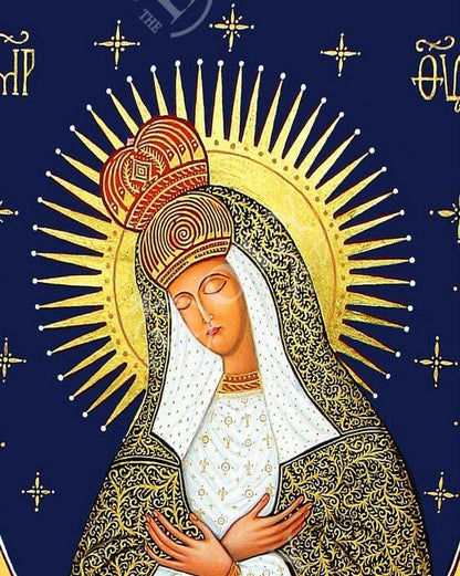 Virgin Mary icon Panagia of Stars, Handmade Greek Orthodox Icon, Mother of God Byzantine art, Theotokos wall hanging wood plaque - TheHolyArt