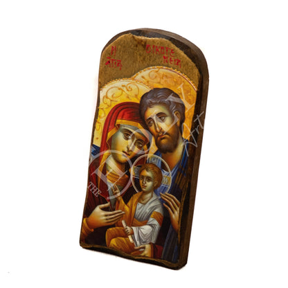 The Holy Family icon, Greek Orthodox icon, Handmade Byzantine art on wood plaque, Christian wall hanging art home decor - TheHolyArt