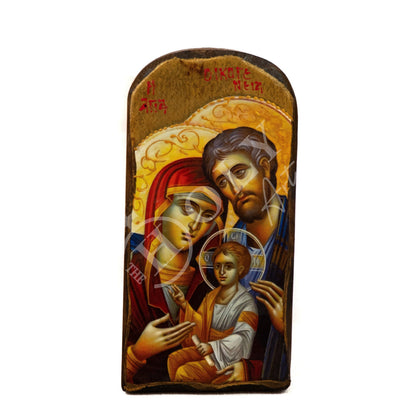 The Holy Family icon, Greek Orthodox icon, Handmade Byzantine art on wood plaque, Christian wall hanging art home decor - TheHolyArt