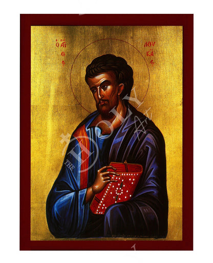 Saint Luke the Apostle icon, Handmade Greek Orthodox icon of Apostle Evangelist Luke, Byzantine art wall hanging on wood plaque - TheHolyArt