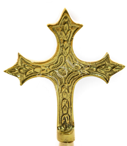Standing Table Altar Crucifix, Jesus Christ Brass Blessing Cross, Handmade Greek Orthodox Byzantine Gold plated Holy Cross, religious decor - TheHolyArt
