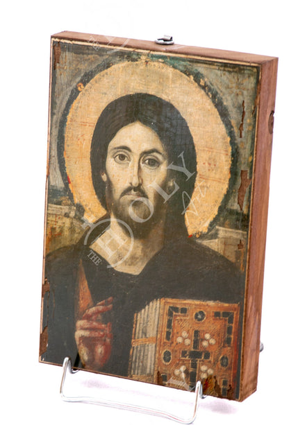 Jesus Christ icon Sinai, Handmade Greek Orthodox icon of our Lord, Byzantine art wall hanging canvas icon wood plaque 27x17cm, wedding gift - TheHolyArt