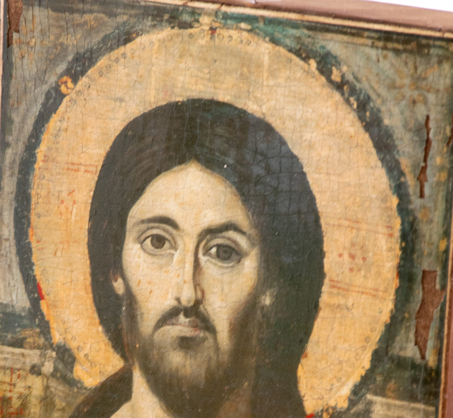 Jesus Christ icon Sinai, Handmade Greek Orthodox icon of our Lord, Byzantine art wall hanging canvas icon  wood plaque 27x17cm, wedding gift TheHolyArt