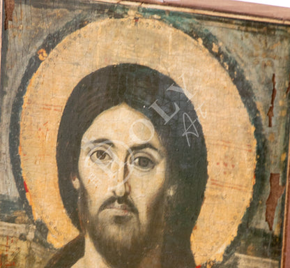 Jesus Christ icon Sinai, Handmade Greek Orthodox icon of our Lord, Byzantine art wall hanging canvas icon wood plaque 27x17cm, wedding gift - TheHolyArt
