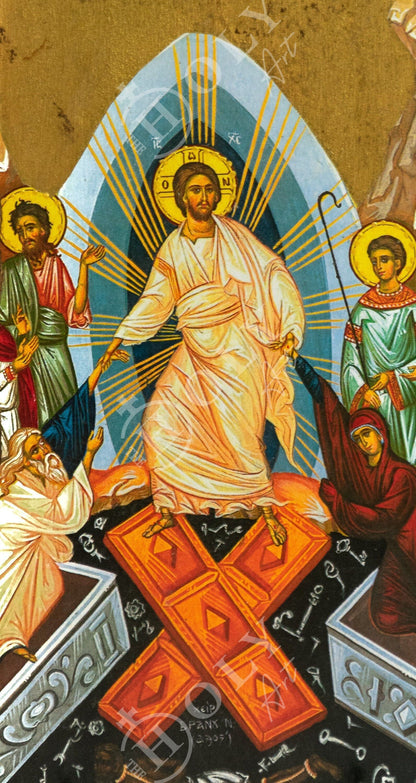Resurrection Jesus Christ icon, Greek Christian Orthodox Icon of Anastasi, Byzantine icon of our Lord rising from the dead, religious gift - TheHolyArt