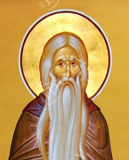 Saint Macarius icon, Handmade Greek Orthodox icon St Makarios of Egypt, Byzantine art wall hanging wood plaque, religious gift - TheHolyArt