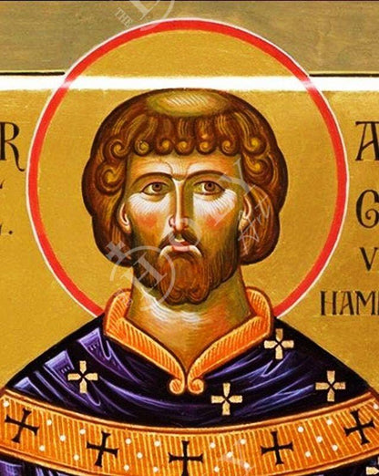 Saint Ansgar icon, Handmade Greek Orthodox icon St Ansgar or St Oscar, Byzantine art wall hanging on wood plaque, religious decor - TheHolyArt
