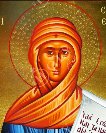 Saint Emmelia icon, Handmade Greek Orthodox icon of St Emmelia of Caesarea, Byzantine art wall hanging icon wood plaque, religious decor - TheHolyArt
