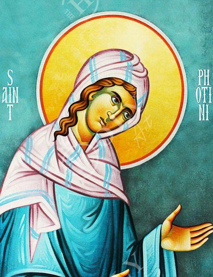 Saint Photine icon, Handmade Greek Orthodox icon St Photini the Samaritan, Byzantine art wall hanging on wood plaque icon, religious decor - TheHolyArt