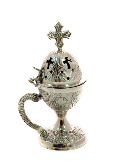 Christian Brass Resin Incense Burner, Greek Orthodox Thurible Incense holder, Metal Byzantine Home Censer Perfume burner, religious decor - TheHolyArt