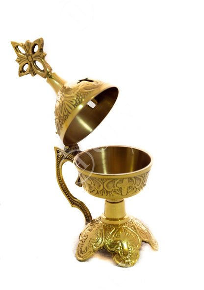 Christian Brass Resin Incense Burner, Greek Orthodox Thurible Incense holder, Metal Byzantine Home Censer Perfume burner, religious decor - TheHolyArt