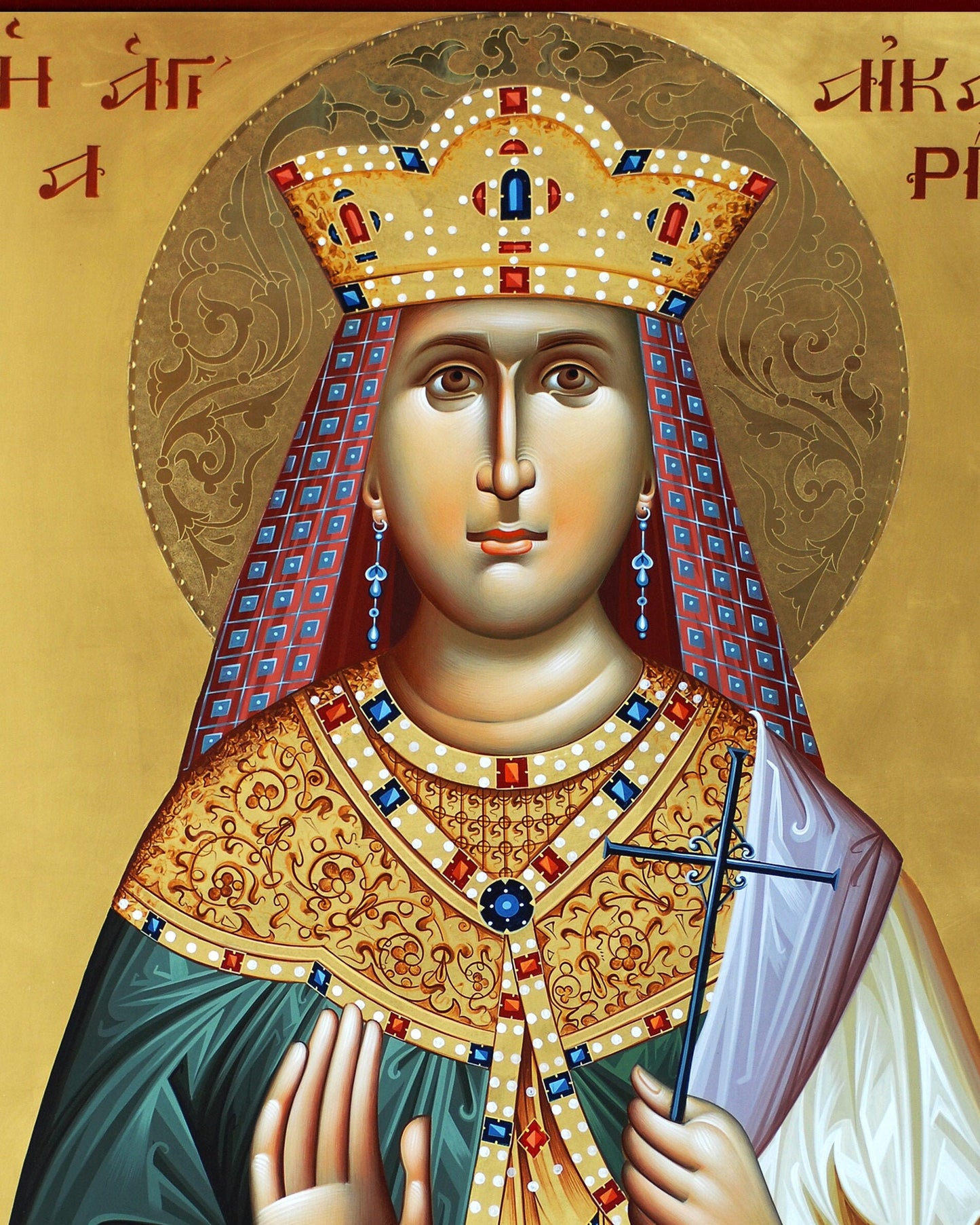 Saint Catherine icon, Handmade Greek Orthodox icon of St Katherine, Byzantine art wall hanging icon wood plaque, religious gift TheHolyArt