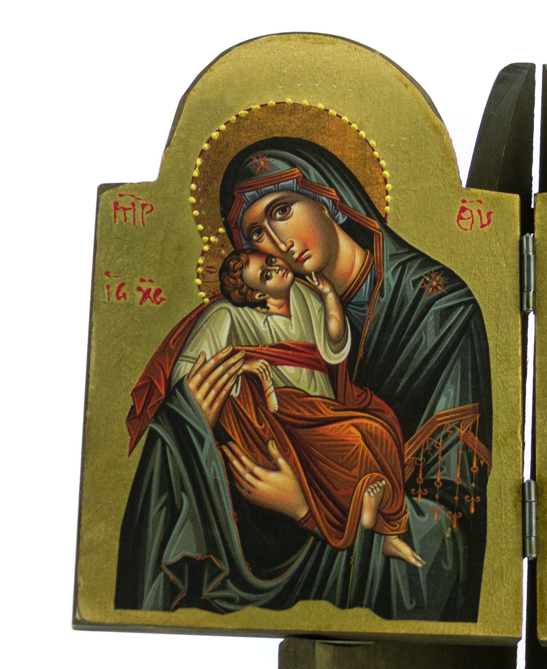 Virgin Mary icon & Saint John icon diptych, Mother of God Orthodox icon, Greek Handmade icon, Byzantine icon, wedding gift ideas 20x14cm TheHolyArt