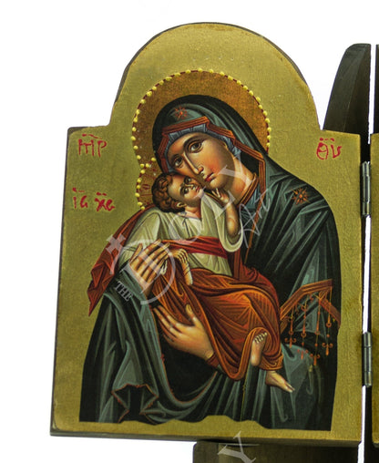 Virgin Mary icon & Saint John icon diptych, Mother of God Orthodox icon, Greek Handmade icon, Byzantine icon, wedding gift ideas 20x14cm - TheHolyArt