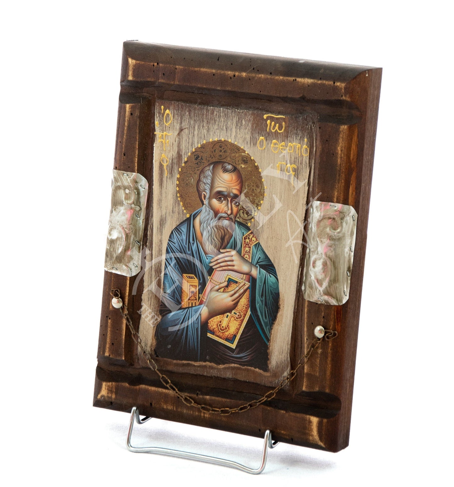 Saint John Evangelist icon, Orthodox icon St John the Theologian, Apostle John Byzantine art wall hanging, Handmade icon wood plaque 29x21cm TheHolyArt