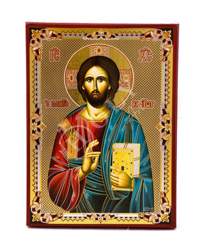 Jesus Christ icon, Byzantine art wall hanging, Religious home decor Handmade Greek Orthodox icon on wood plaque, wedding gift ideas 27x21cm - TheHolyArt