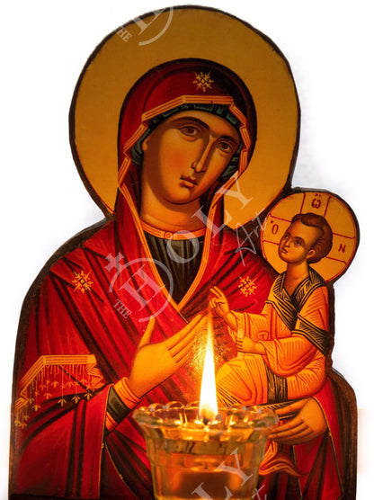 Christian Iconostasis with Holy Virgin Mary 30x22cm, Handmade Orthodox shrine of Our Lady,Byzantine altar wall hanging wood plaque - TheHolyArt