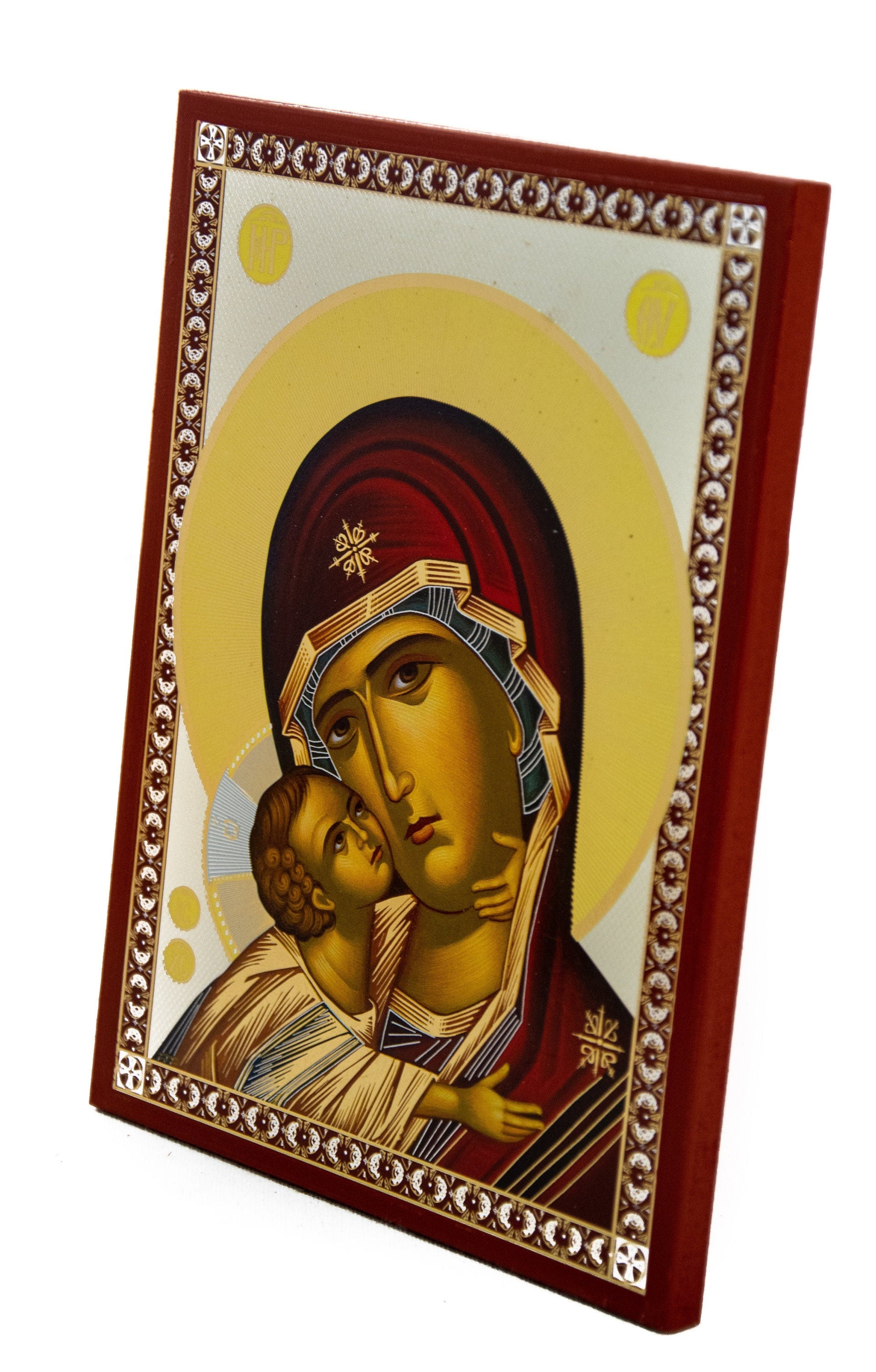 Virgin Mary icon Panagia Glykophilousa, Handmade Greek Orthodox Icon, Mother of God Byzantine art, Theotokos wall hanging wood plaque TheHolyArt