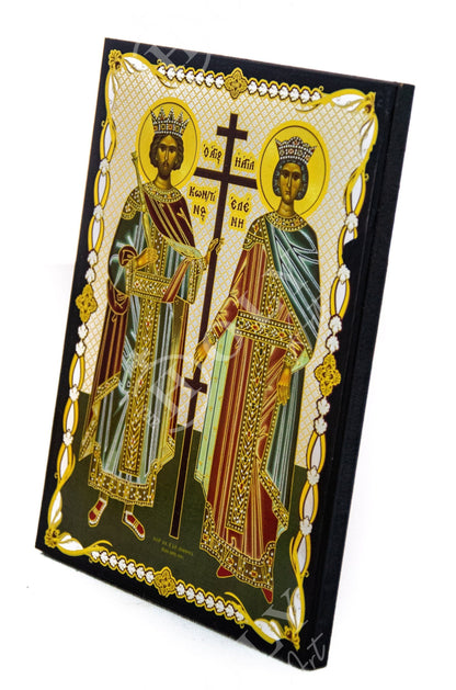 Saint Constantine icon & Saint Helen icon, Handmade Greek Christian Orthodox Icon, St Constantine and Helen Byzantine art wall hanging - TheHolyArt