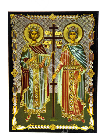 Saint Constantine icon & Saint Helen icon, Handmade Greek Christian Orthodox Icon, St Constantine and Helen Byzantine art wall hanging - TheHolyArt