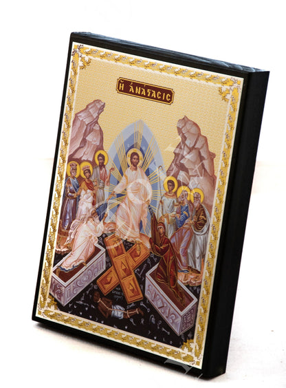 Resurrection Jesus Christ icon, Greek Orthodox Icon, Byzantine art wall hanging of our Lord rising from the dead, religious decor 22x16cm - TheHolyArt