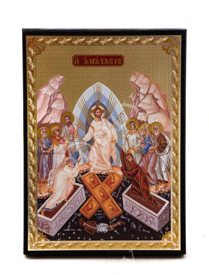 Resurrection Jesus Christ icon, Greek Orthodox Icon, Byzantine art wall hanging of our Lord rising from the dead, religious decor 22x16cm - TheHolyArt