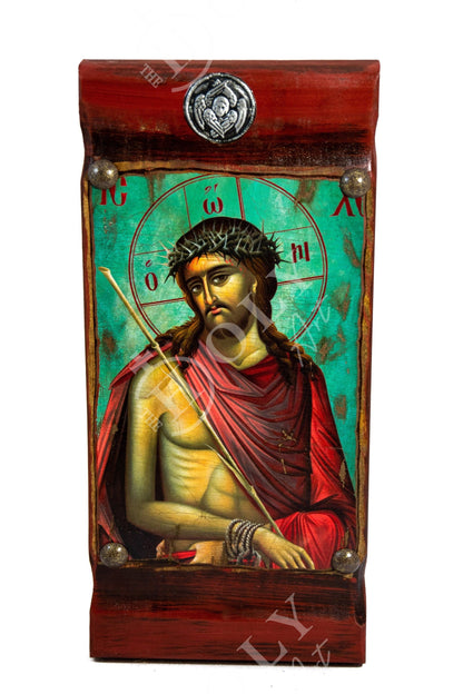Jesus Christ icon Bridegroom, Handmade Greek Orthodox icon of Nymphios, Byzantine art wall hanging canvas wood plaque 39x26cm, wedding gift - TheHolyArt